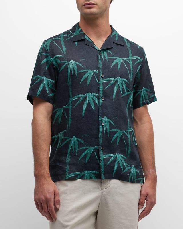 Mens Bamboo-Print Linen Camp Shirt Product Image