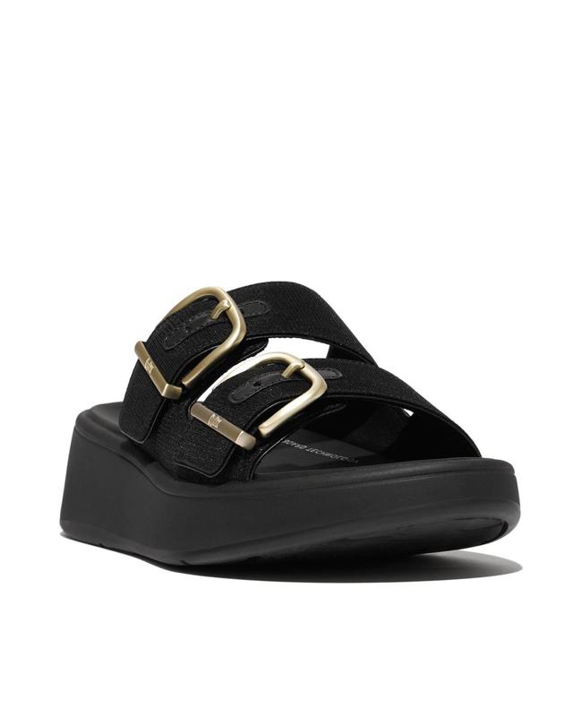 FitFlop Womens F-Mode Buckle Shimmer lux Flatform Two-Bar Slides Product Image