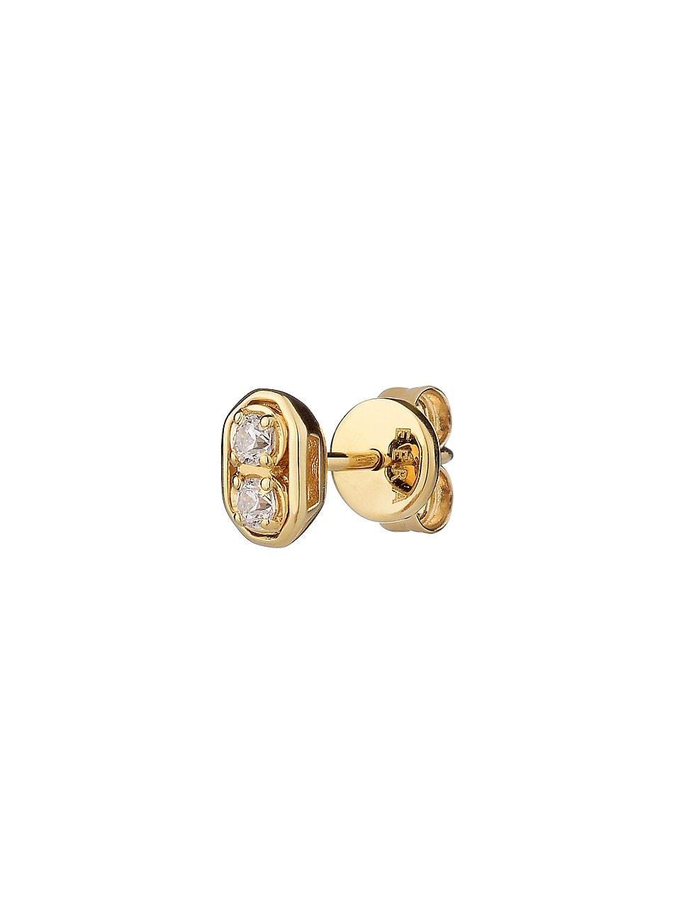 Womens Roma 18K Yellow Gold & Diamond Single Stud Earring Product Image