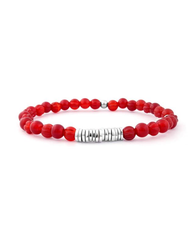 Mens Round Carnelian Beaded Bracelet Product Image