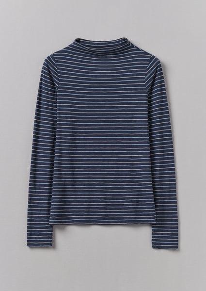 Light Stripe Cotton Slub Tee | Nile Blue Product Image