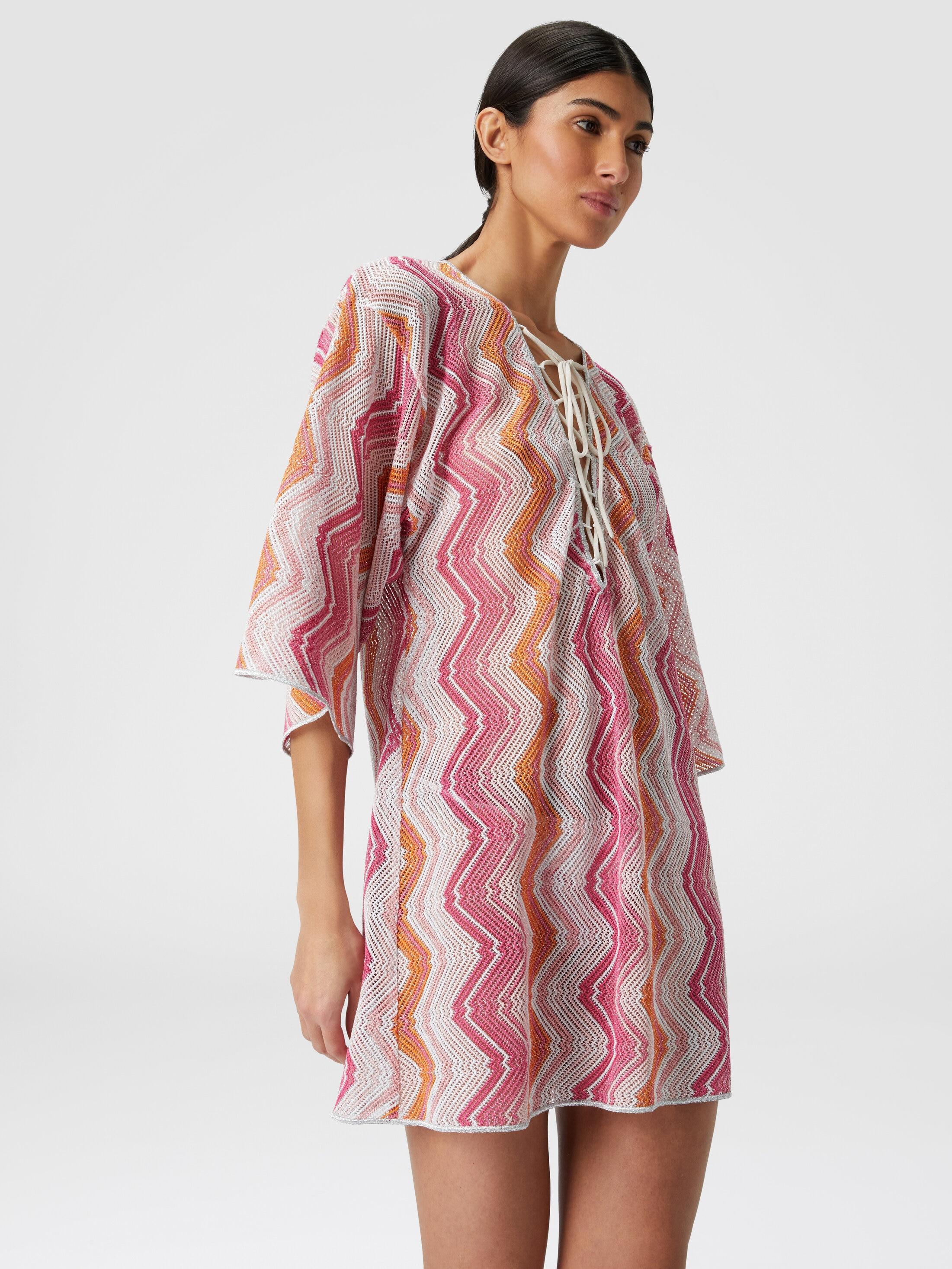 Short cover-up kaftan with braided lacing Product Image