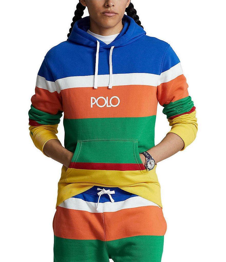 Polo Ralph Lauren Logo Striped Fleece Hoodie Product Image