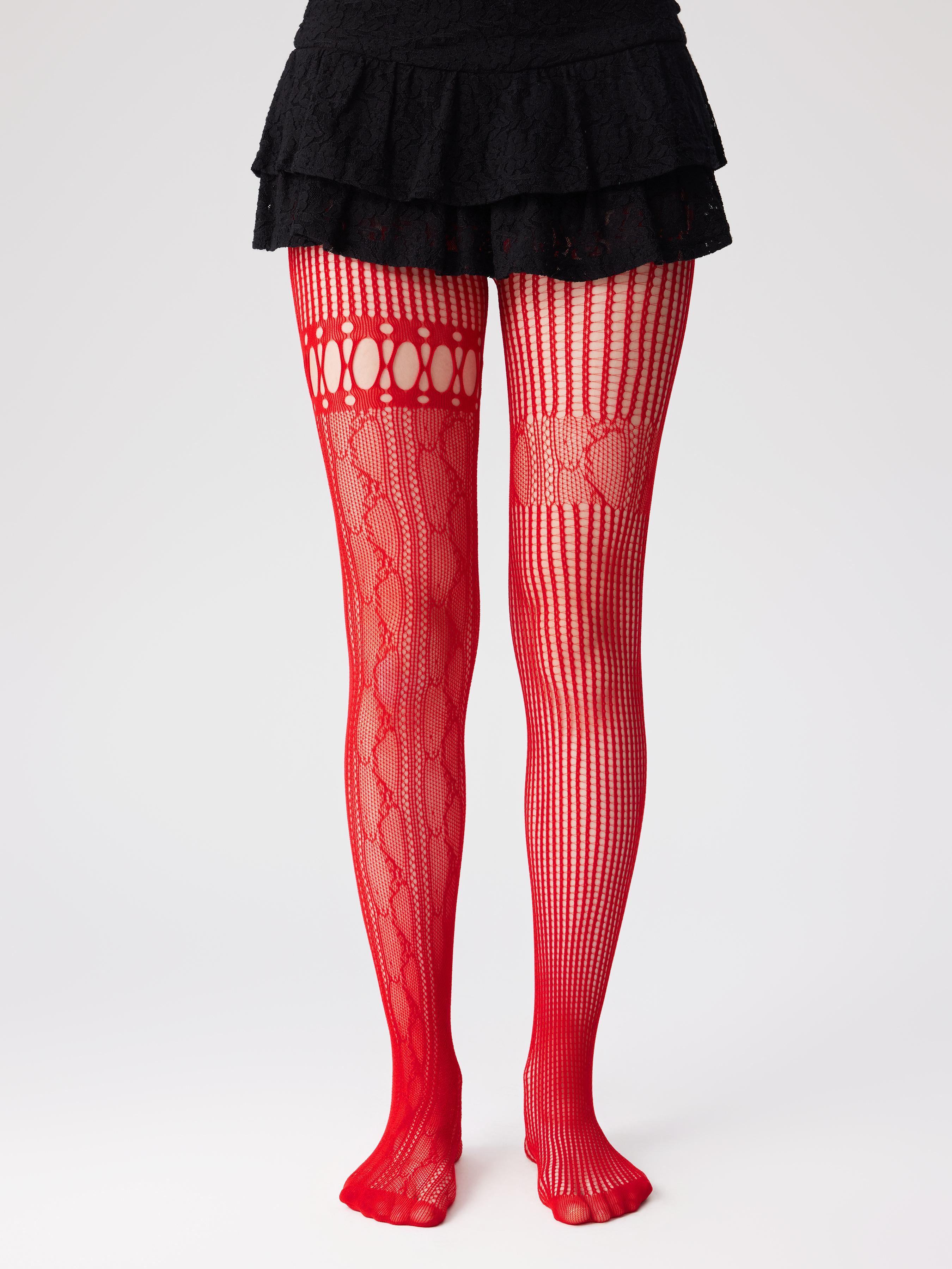 ASYMMETRICAL HOLLOW FISHNET TIGHTS Product Image