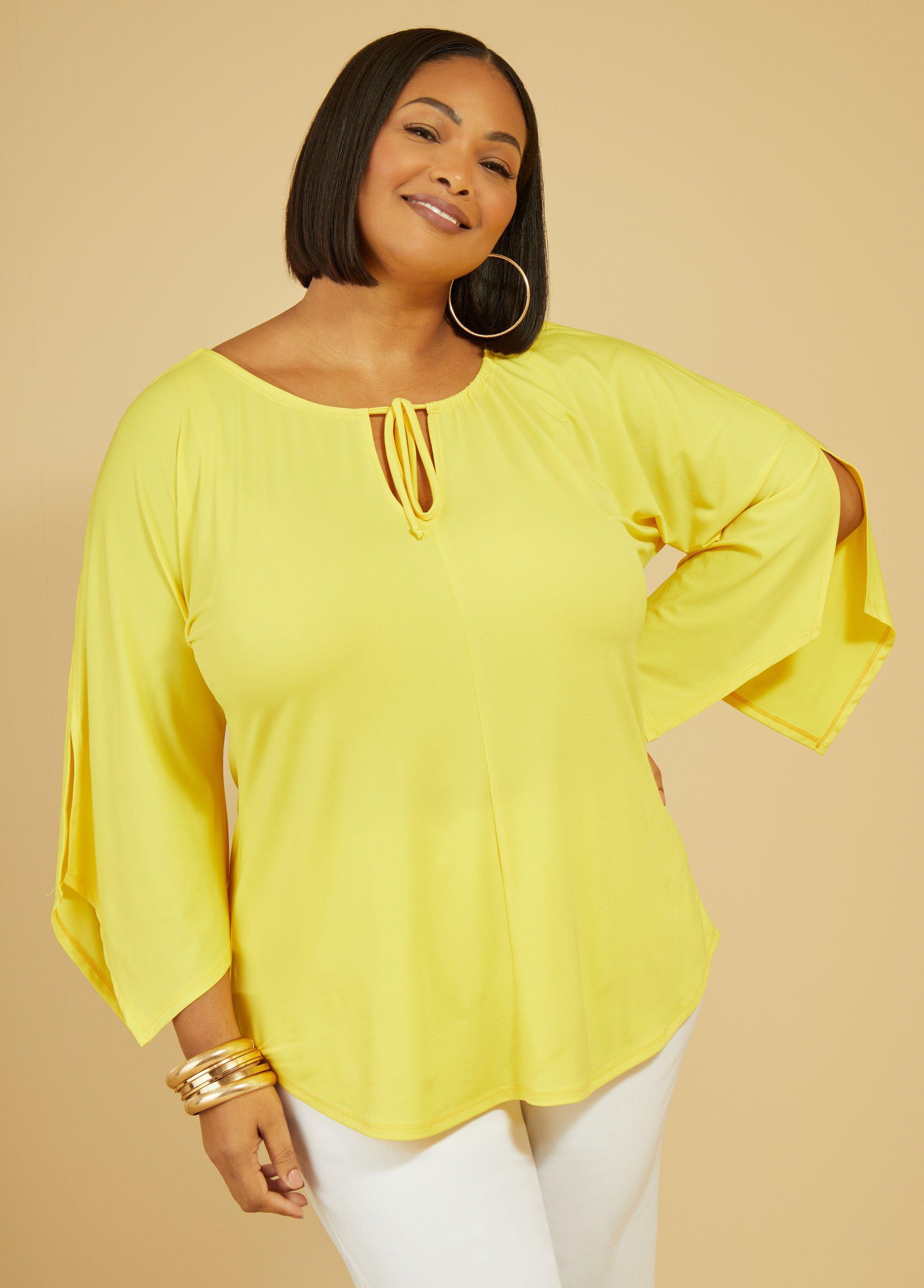 Plus Size Drawstring Cutout Tunic Ashley Stewart Product Image