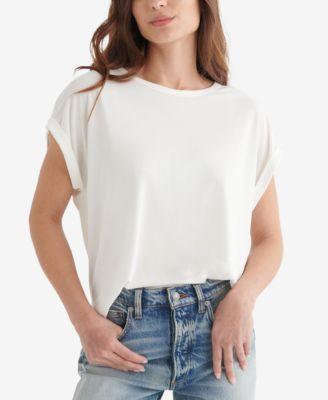 Lucky Brand Short Sleeve Sandwash Dolman Tee (Shell ) Women's Clothing Product Image