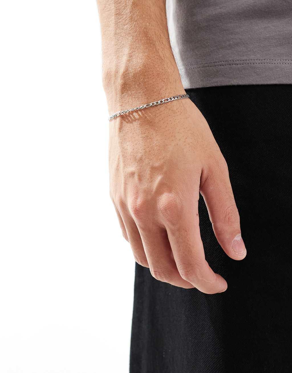 Icon Brand 3mm figaro chain bracelet in stainless steel Product Image