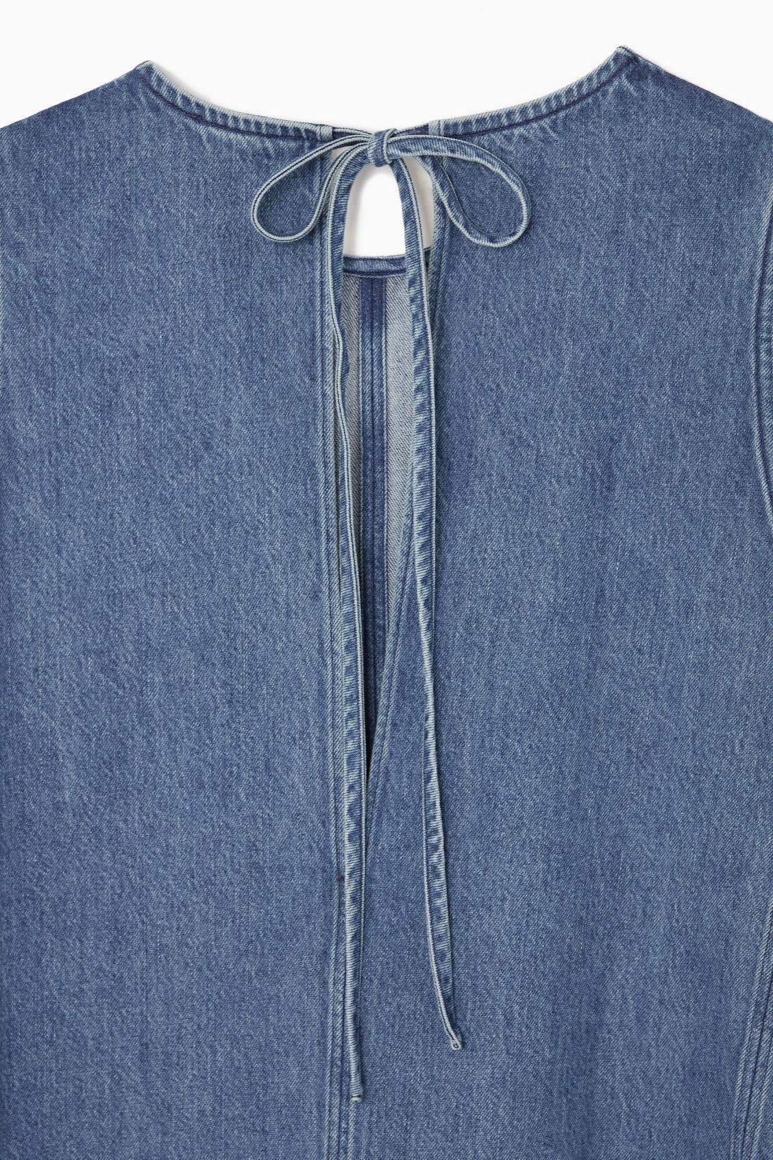 PANELED DENIM SHIFT DRESS Product Image