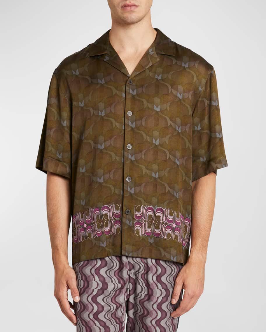 Dries Van Noten Cassi Embroidered Boxy Fit Camp Shirt Product Image