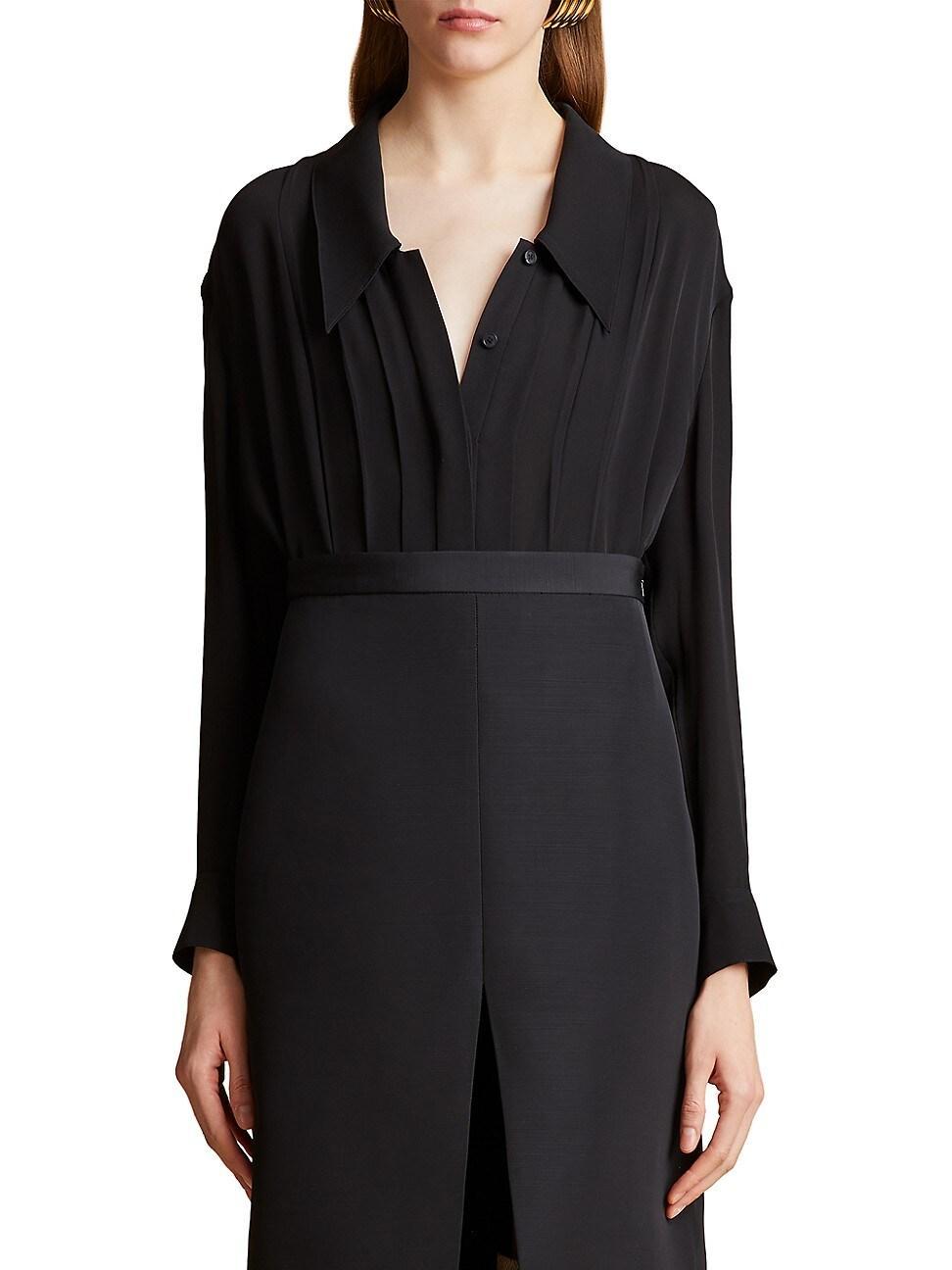 Womens Dorian Pleated Silk Blouse Product Image