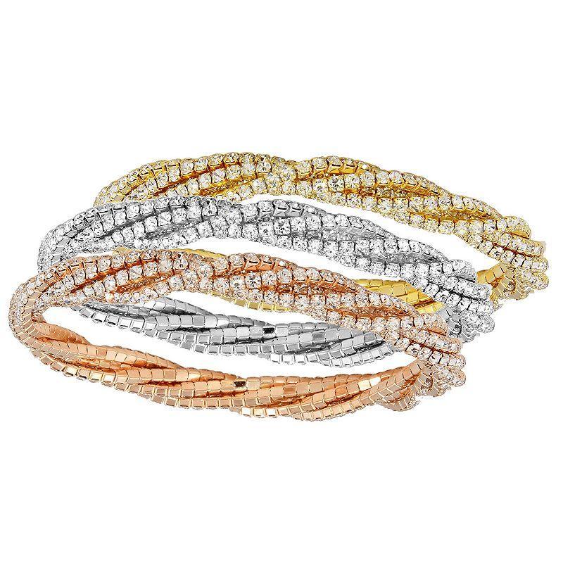 Rose, White and Yellow 3-piece Stretch Bracelet Set, Womens Tone Product Image