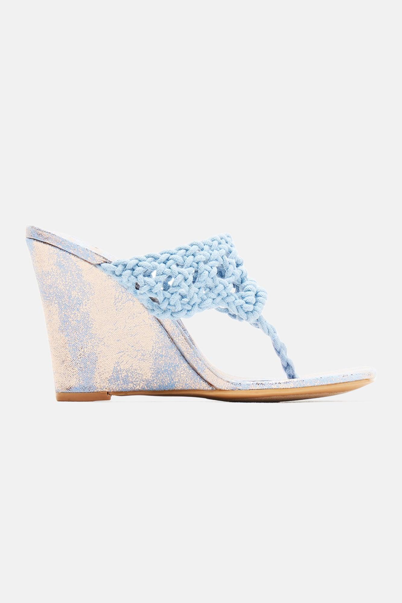 Seems Too Good Wedges - Denim Product Image