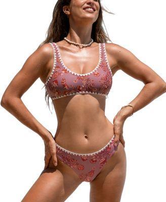 Cupshe Womens Boho Beach Scoop Neck Bikini Top & Low-Rise Bottoms Set Product Image