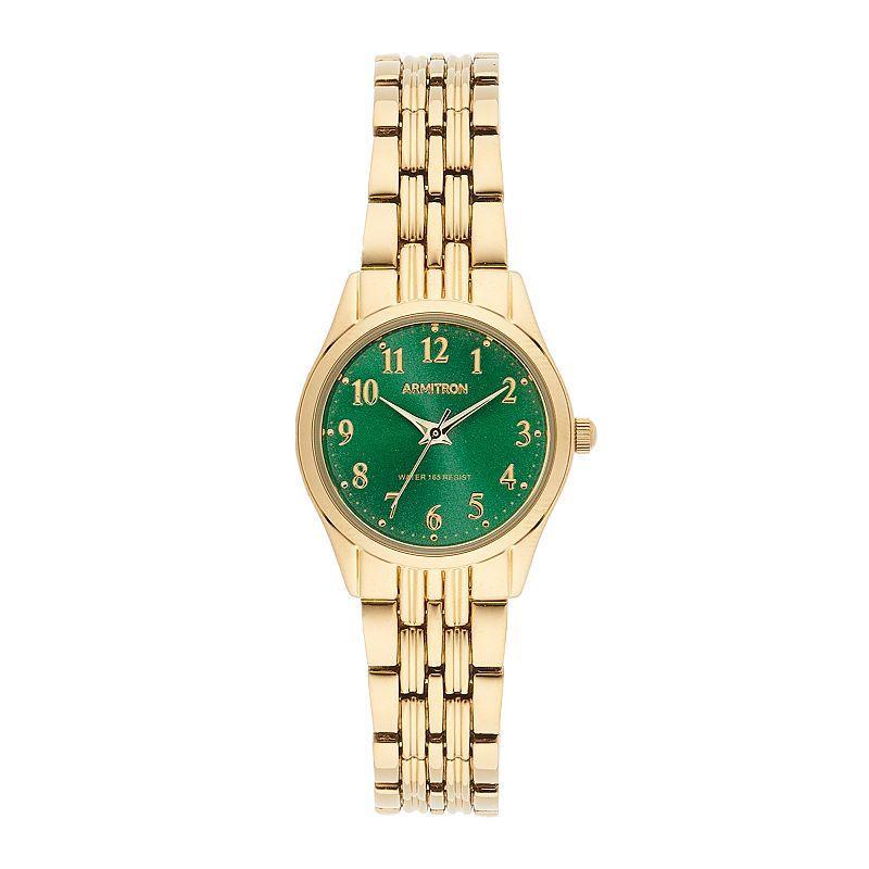 Armitron Womens Gold Tone Green Dial Watch - 75-5304GNGP Product Image