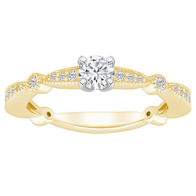 Alyson Layne 14k Gold 1/2 Carat T.W. Diamond Round Cut Scalloped Band Engagement Ring, Womens 14k Two Tone Gold Product Image