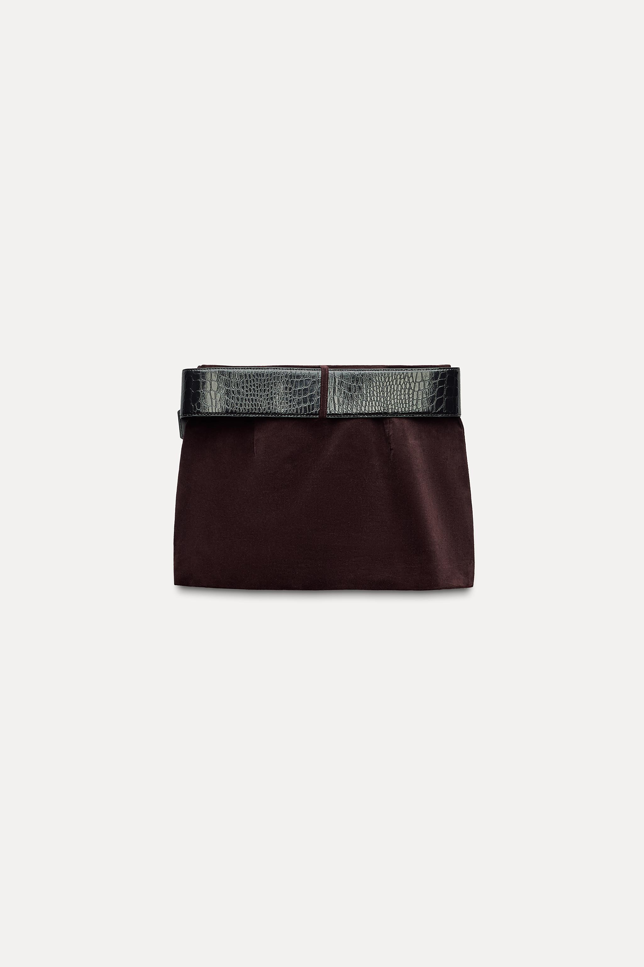 BELTED VELVET MINI SKIRT Product Image