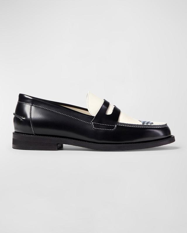 Mens Wilde Racing Flag Leather Penny Loafers Product Image