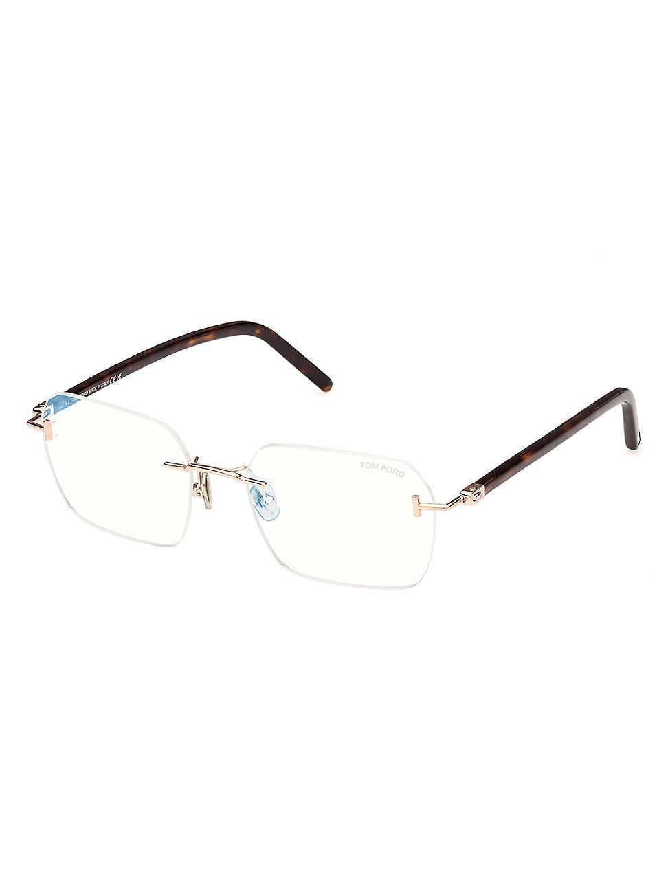 Mens 54MM Blue Block Rectangular Glasses Product Image