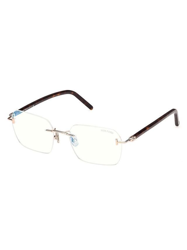 Mens 54MM Blue Block Rectangular Glasses Product Image