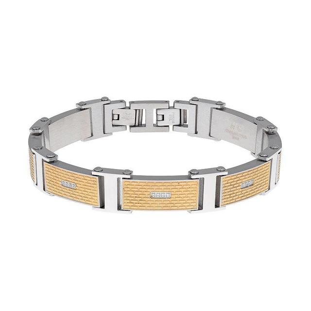 LYNX Mens Stainless Steel & Gold Ion Textured Bracelet Multicolor Product Image