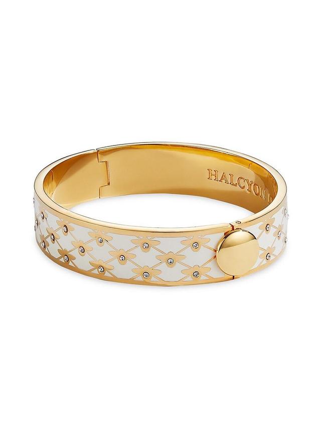 Womens Bee Sparkle Trellis 18K Gold-Plated Hinged Bangle Product Image