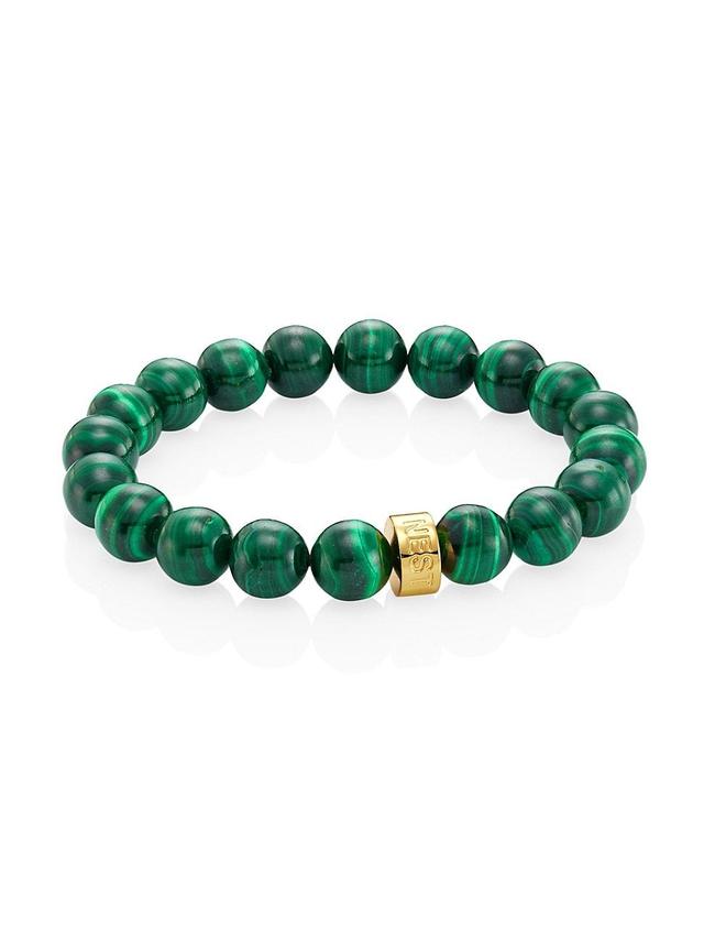 Womens 22K Goldplated Malachite Stretch Bracelet Product Image