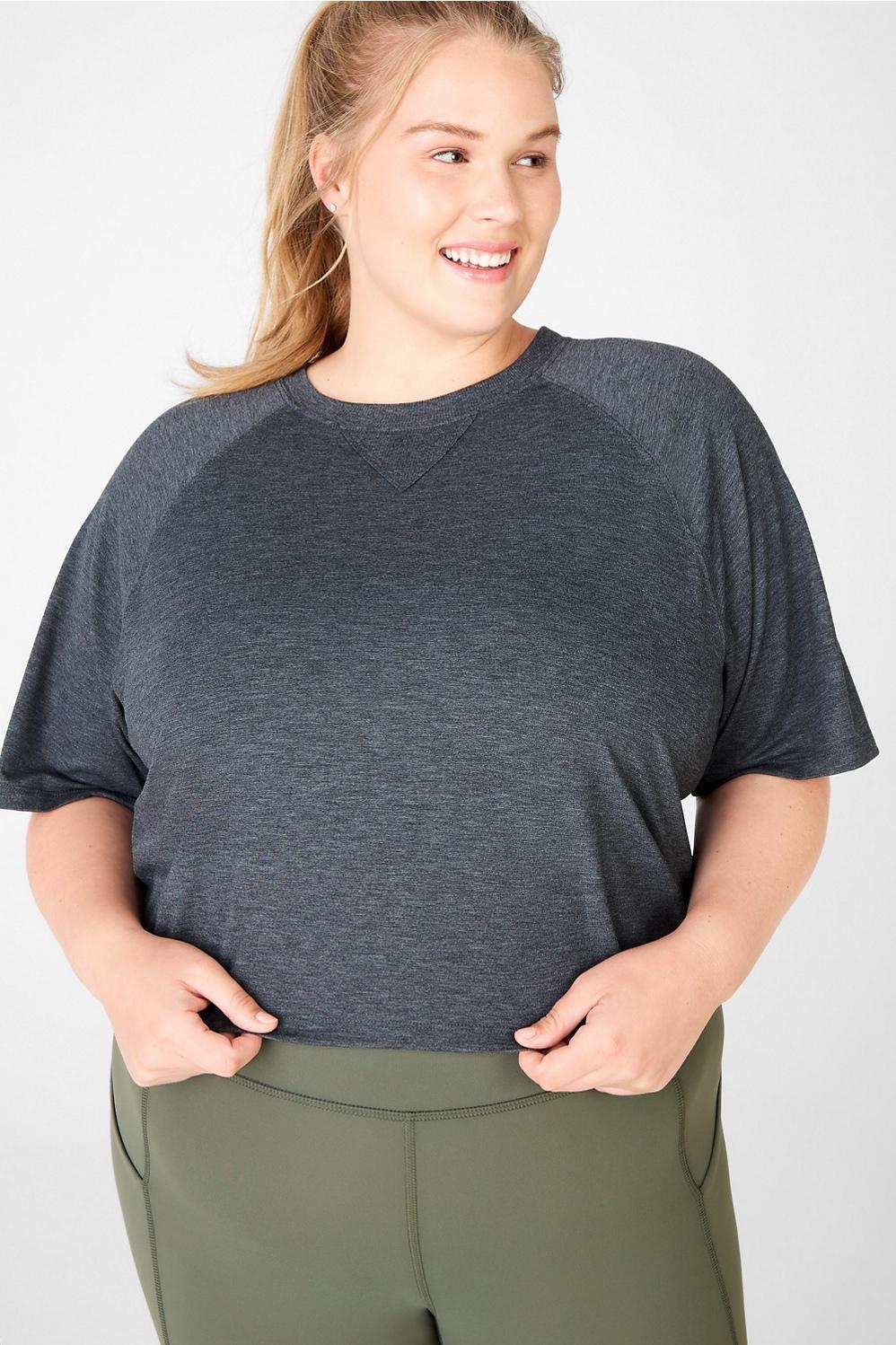 Fabletics Loveday Short-Sleeve Raglan Tee Womens Black Heather plus Size 3X Product Image