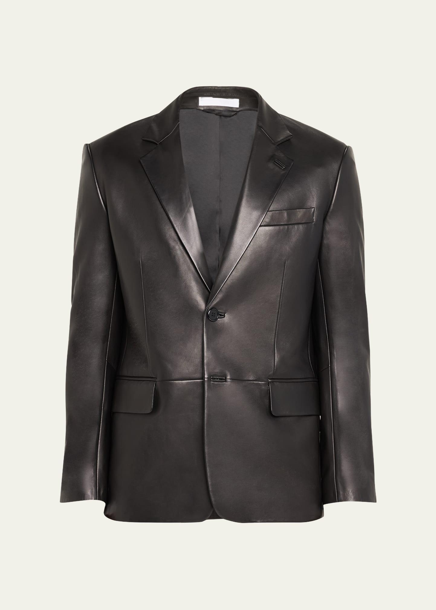 Mens Classic Leather Blazer Product Image