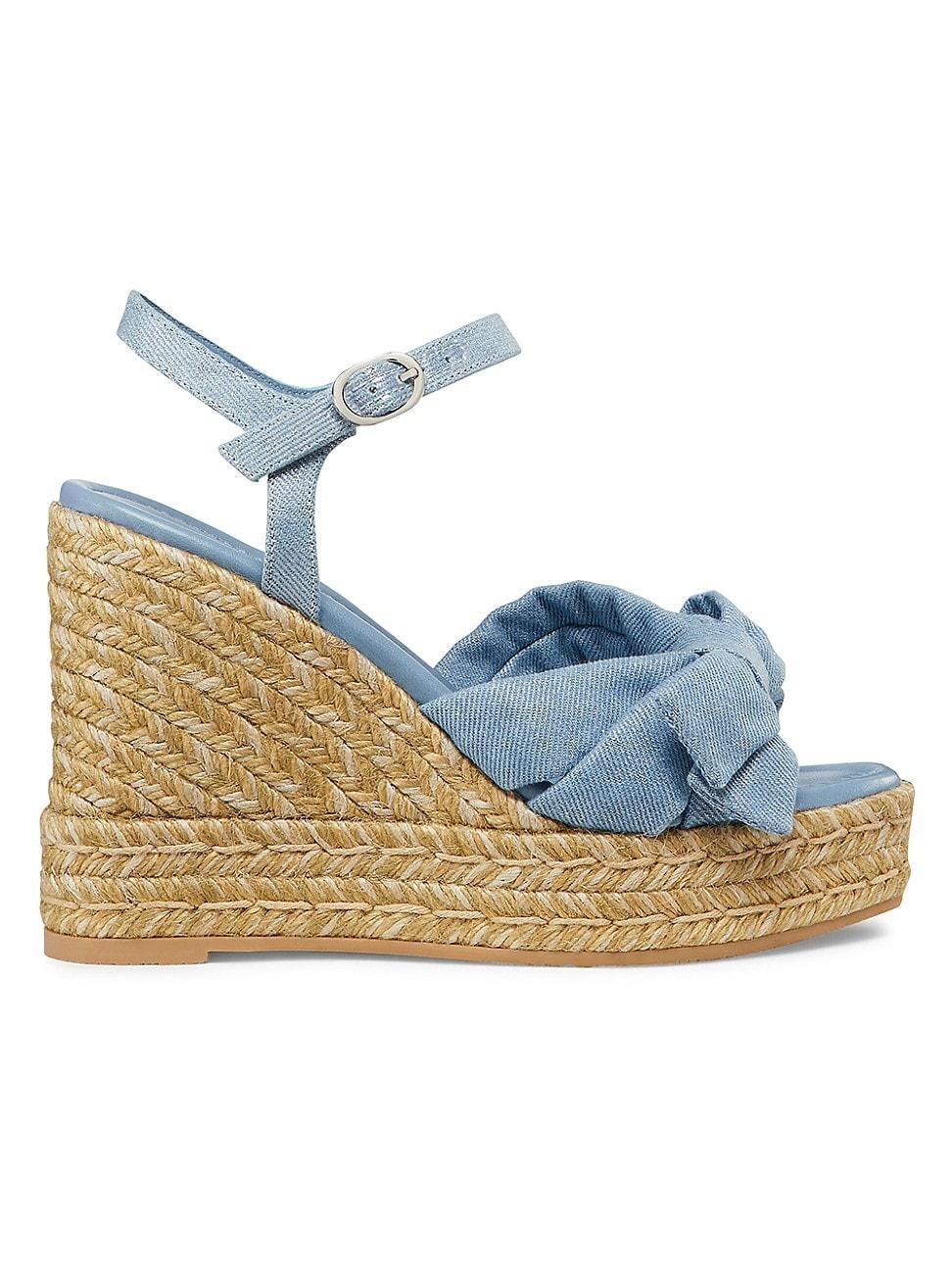 Womens Sofia 100MM Metallic Denim Espadrille Wedge Sandals Product Image