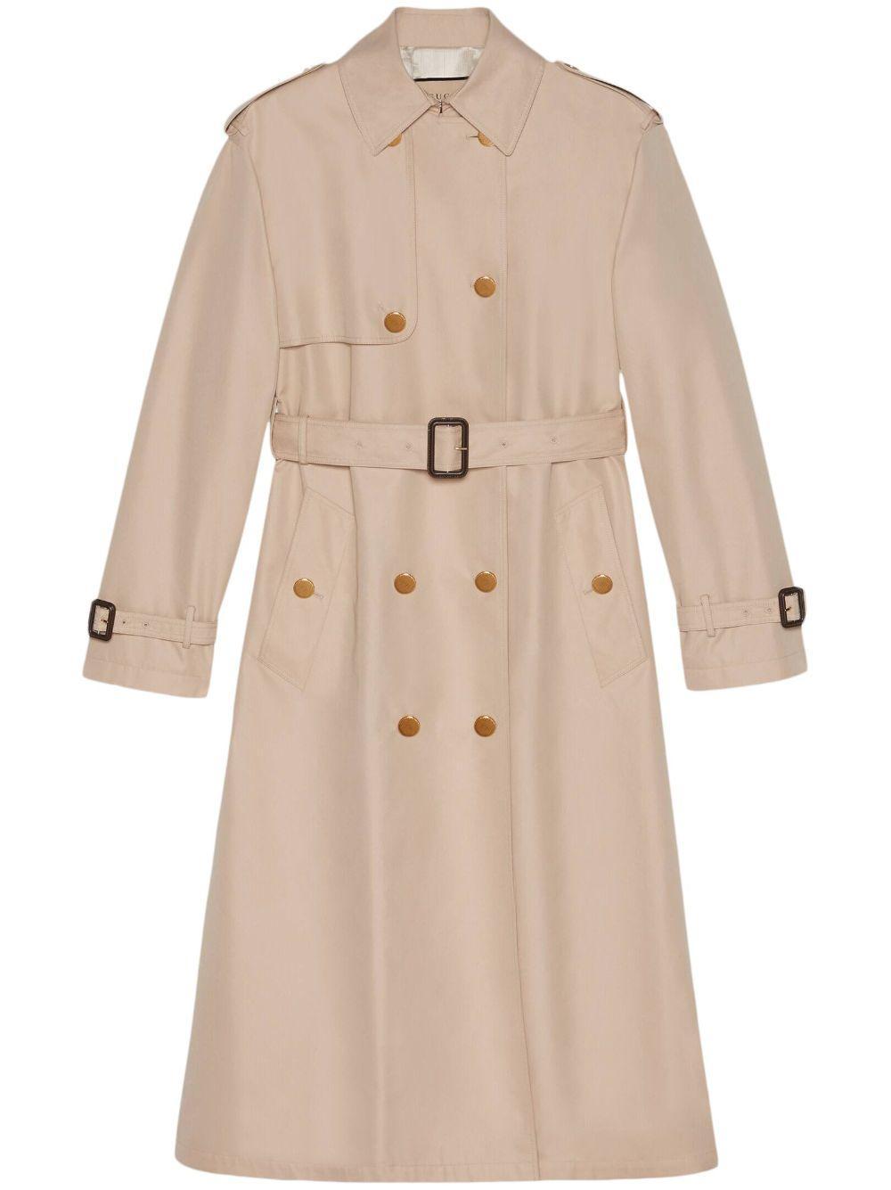 Graphic-print Trench Coat In Brown Product Image