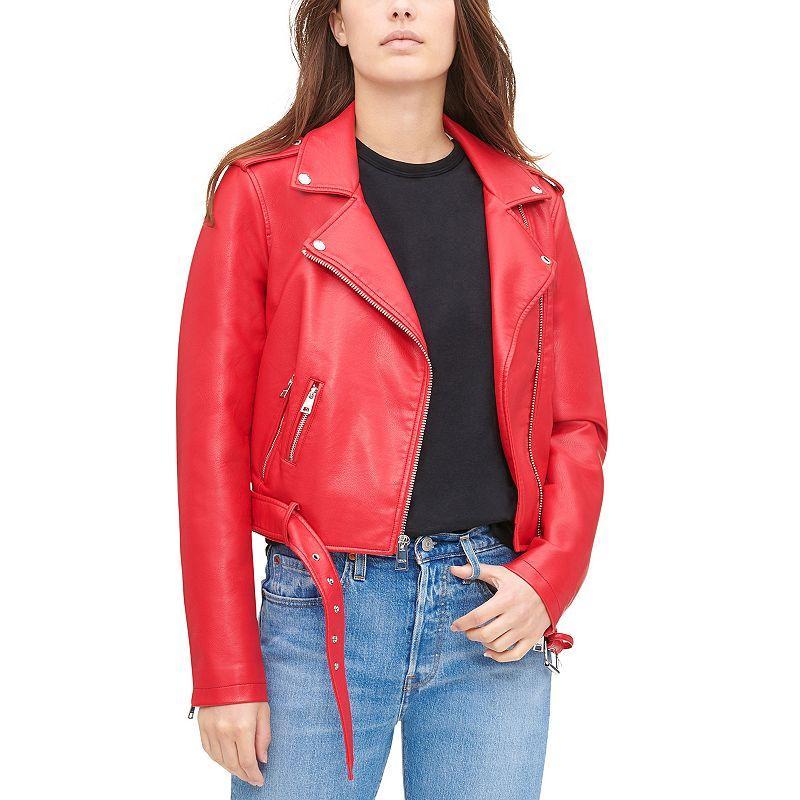 Womens Levis Belted Faux Leather Motorcycle Jacket Product Image