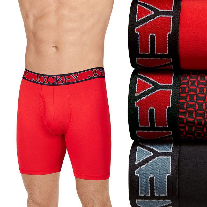 Mens Jockey 3-Pack Active Microfiber 9 Long Leg Boxer Briefs Beige Over Product Image