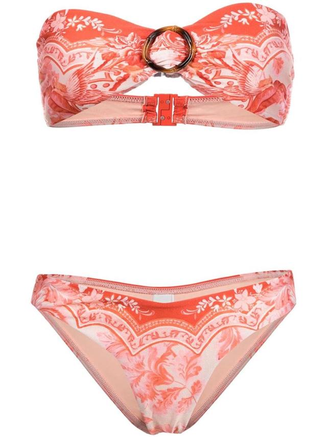 Lyre Bamboo Ring Two-piece Bikini Set In Red Product Image