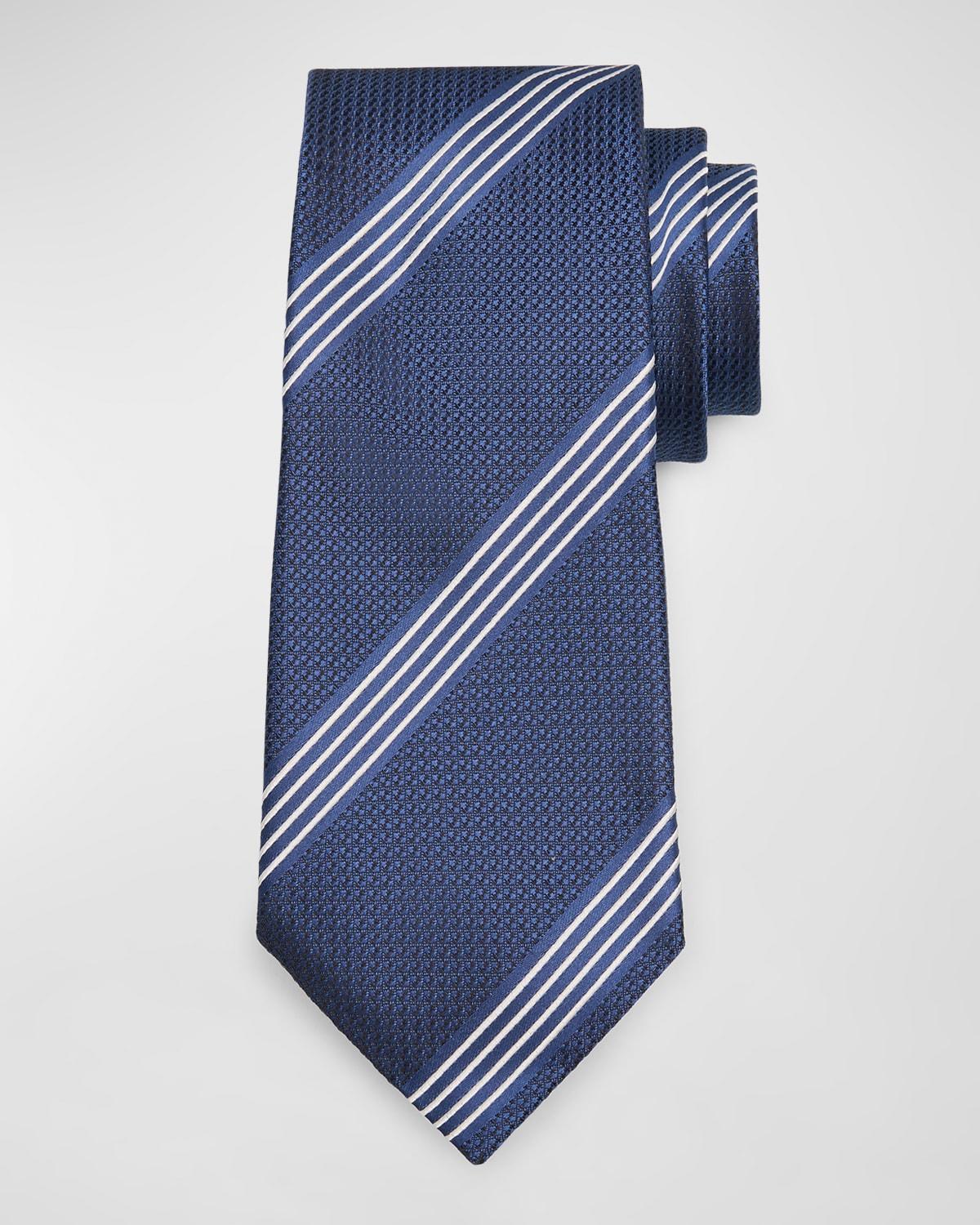 Mens Multi-Stripe Silk Tie Product Image