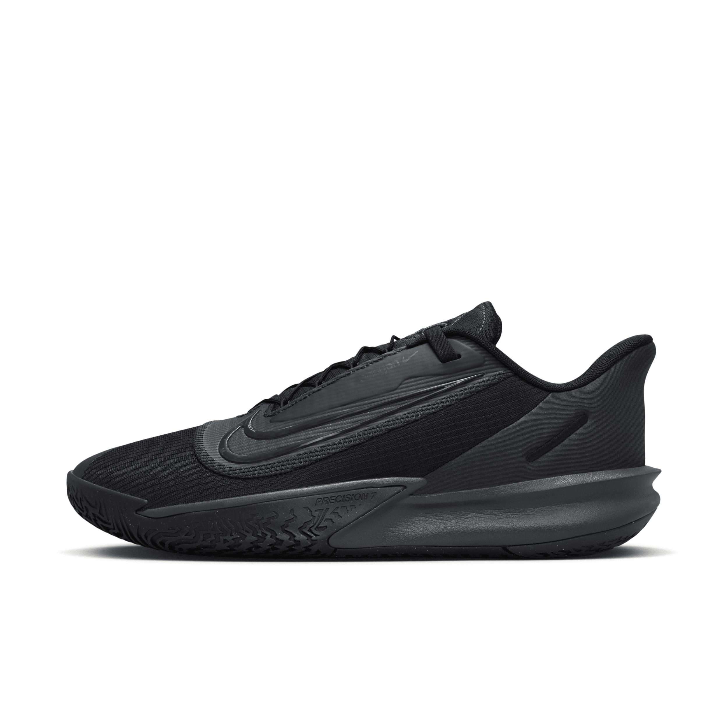 Nike Precision VII Mens Easy-On Basketball Shoes Grey Black Product Image