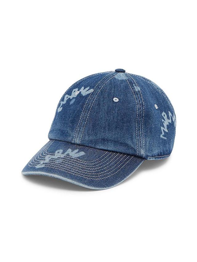 Mens Distressed Denim Baseball Cap Product Image