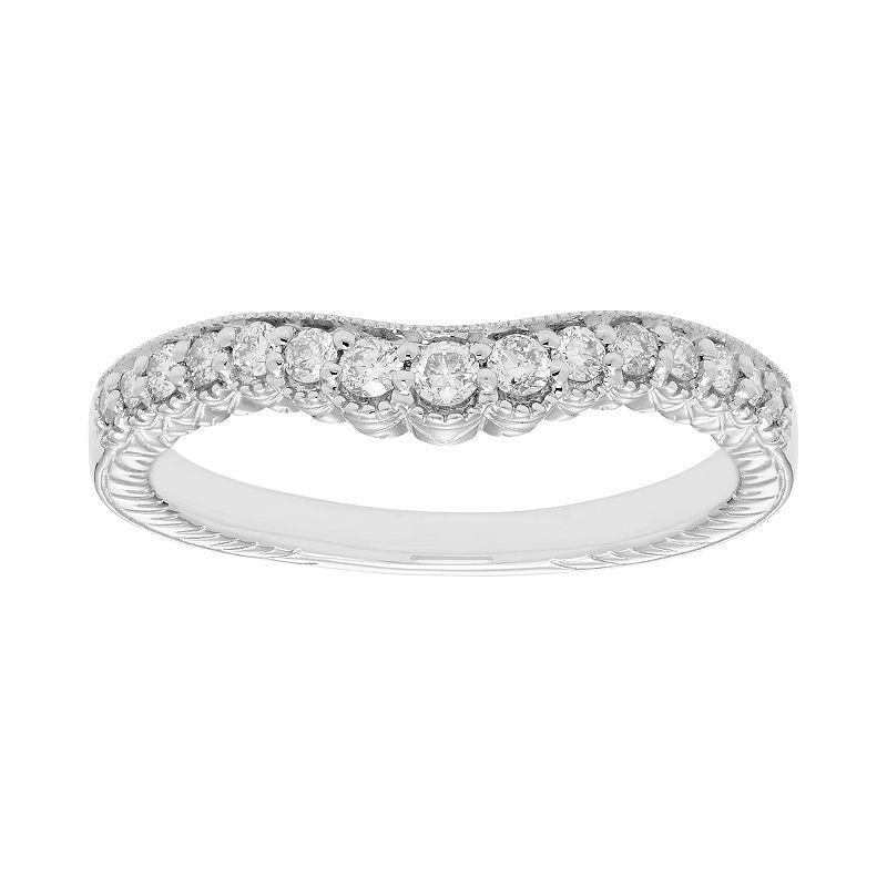 The Regal Collection 14k Gold 1/4 Carat T.W. IGL Certified Diamond Shadow Wedding Band, Womens White Product Image