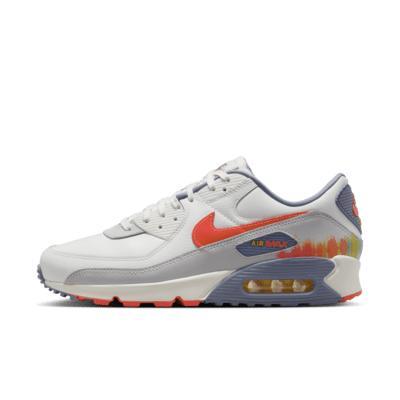 Nike Mens Nike Air Max 90 Premium - Mens Shoes Summit White/Bright Crimson/Ashen Slate Product Image