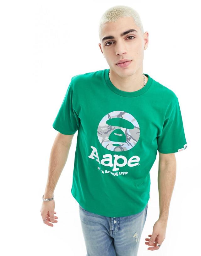 Aape By A Bathing Ape regular fit short sleeve t-shirt with front print in green Product Image