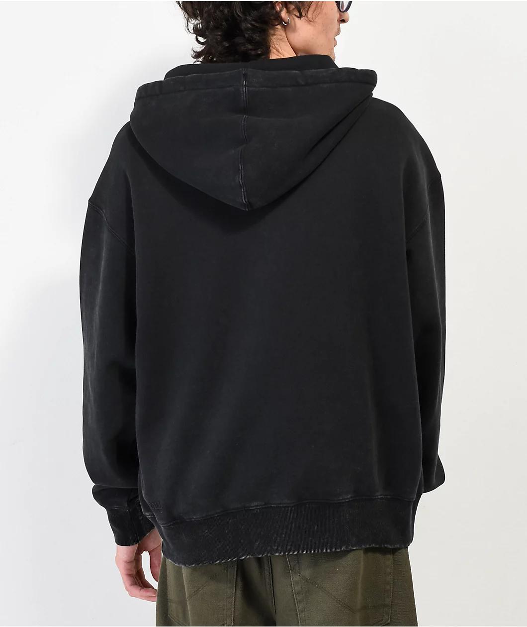 Ninth Hall Fundamentals Black Wash Boxy Zip Hoodie Product Image