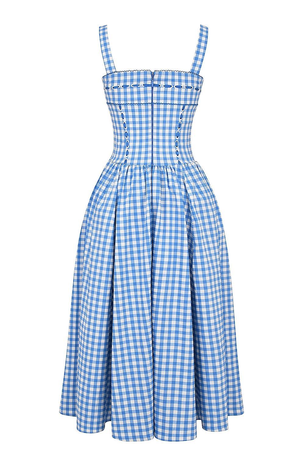 Vivien Regatta Blue Gingham Midi Sundress Product Image