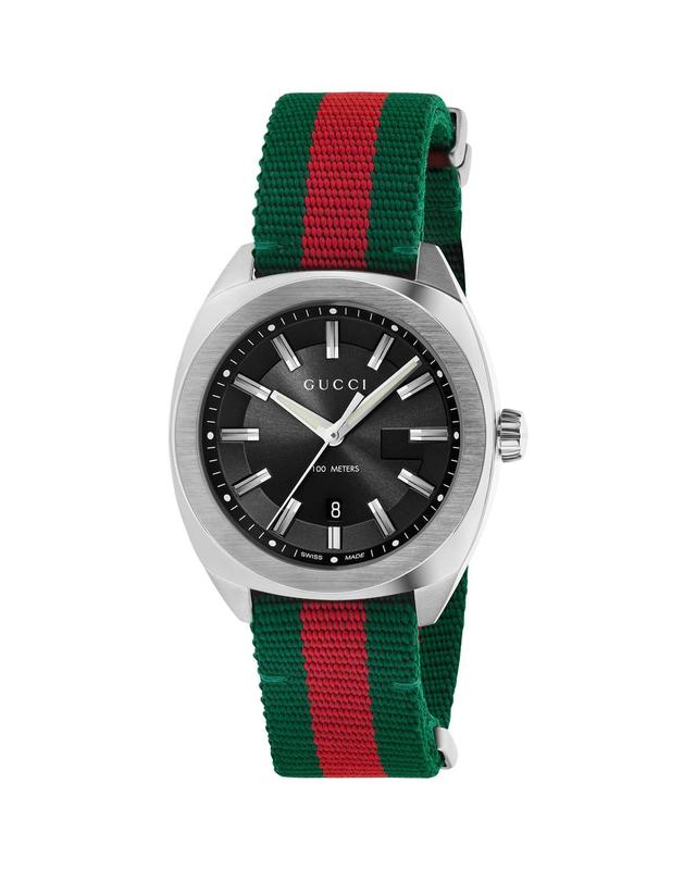 Gucci Mens GG2570 Swiss GreenGreen Web Nylon Strap Watch 41mm YA142305 - Green/Red Product Image