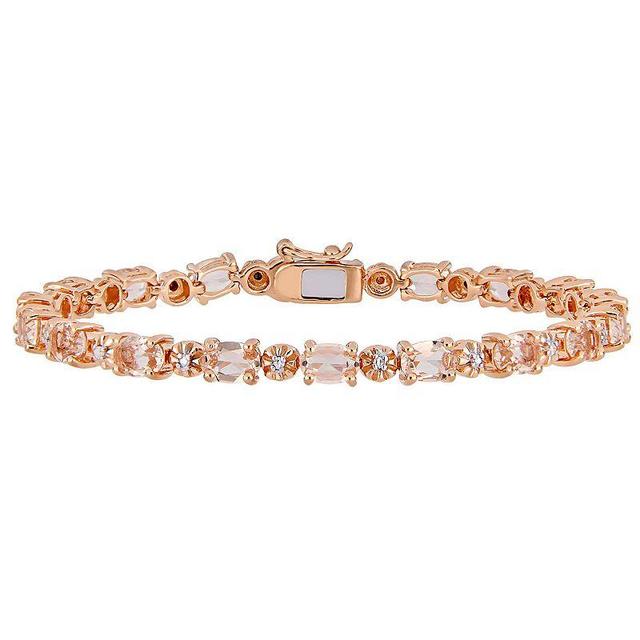 Stella Grace 18k Rose Gold Over Silver Simulated Morganite & Diamond Accent Bracelet, Womens Pink Tone Product Image