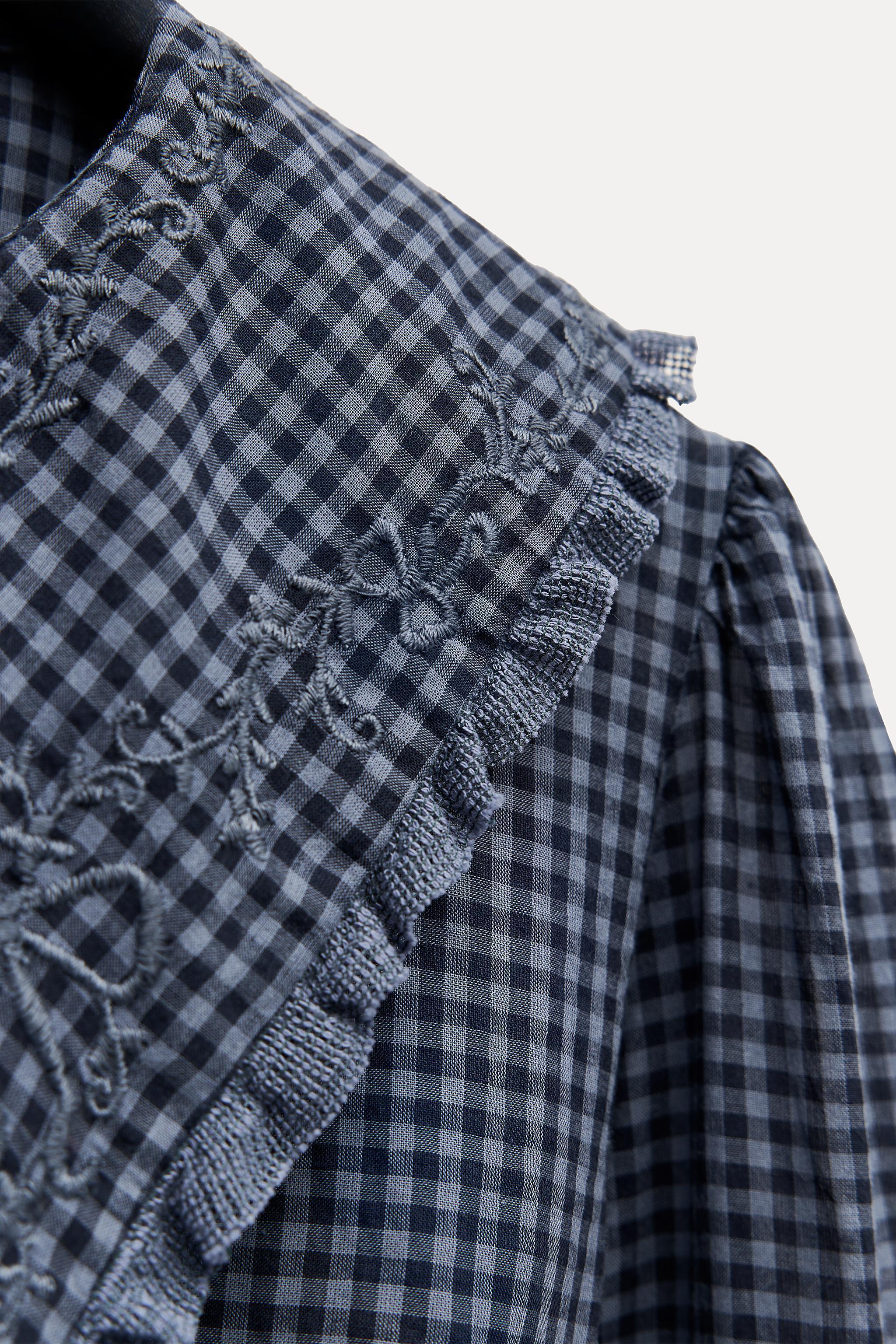 BIB COLLAR GINGHAM SHIRT Product Image