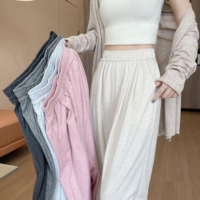 High Waist Plain Wide Leg Pants Product Image