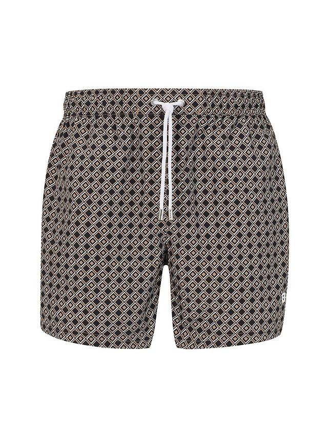 Mens Logo Swim Shorts with All-Over Seasonal Pattern Product Image