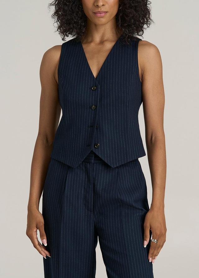 Tailored Tall Women's Vest in Navy Pinstripe Female Product Image