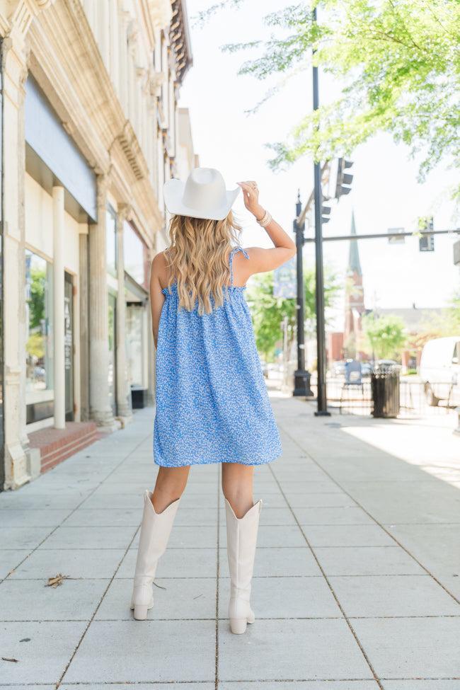 Dance With Me Blue Tie Shoulder Floral Mini Dress Tori X Pink Lily Product Image