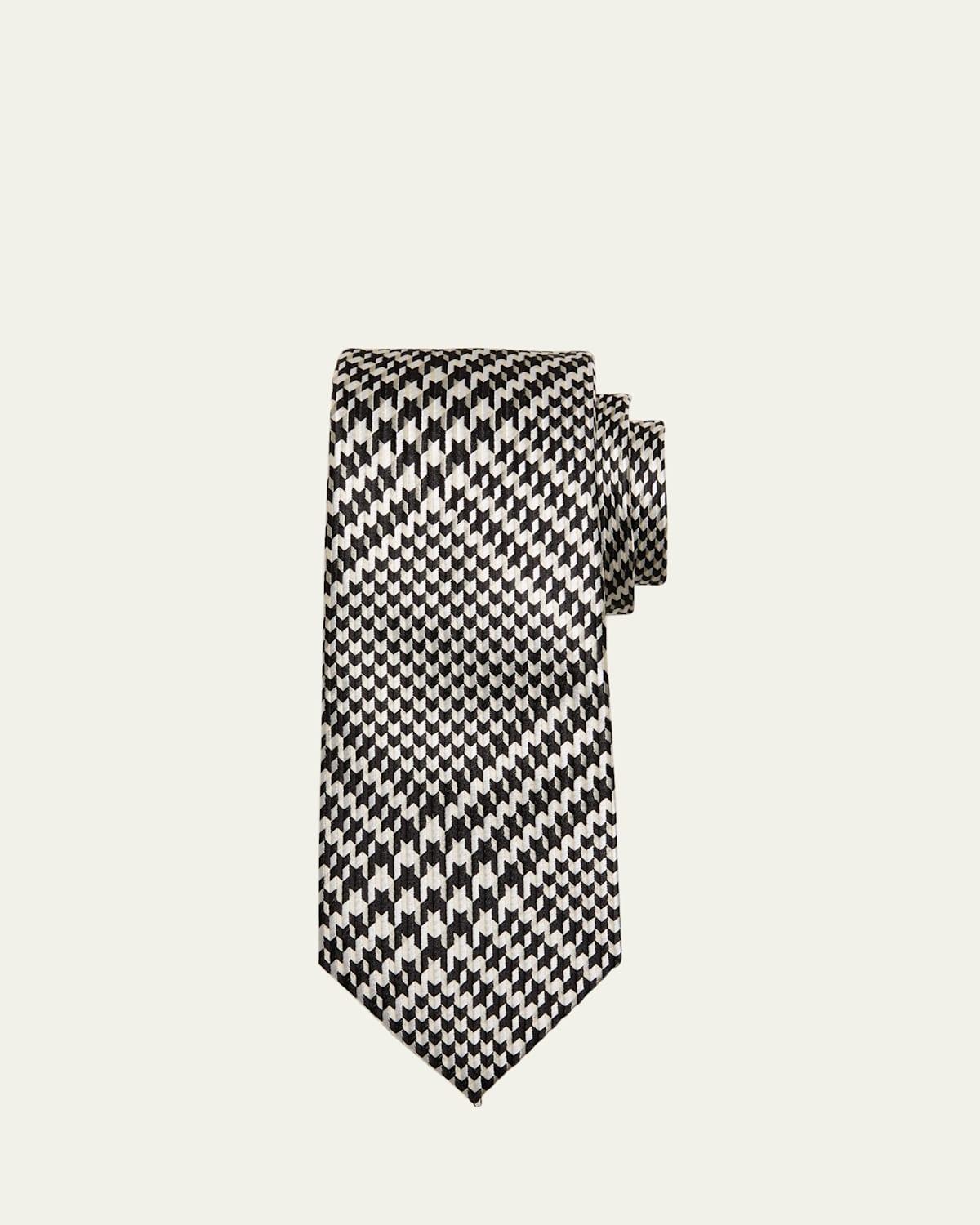 Mens Mulberry Silk Houndstooth Check Tie Product Image