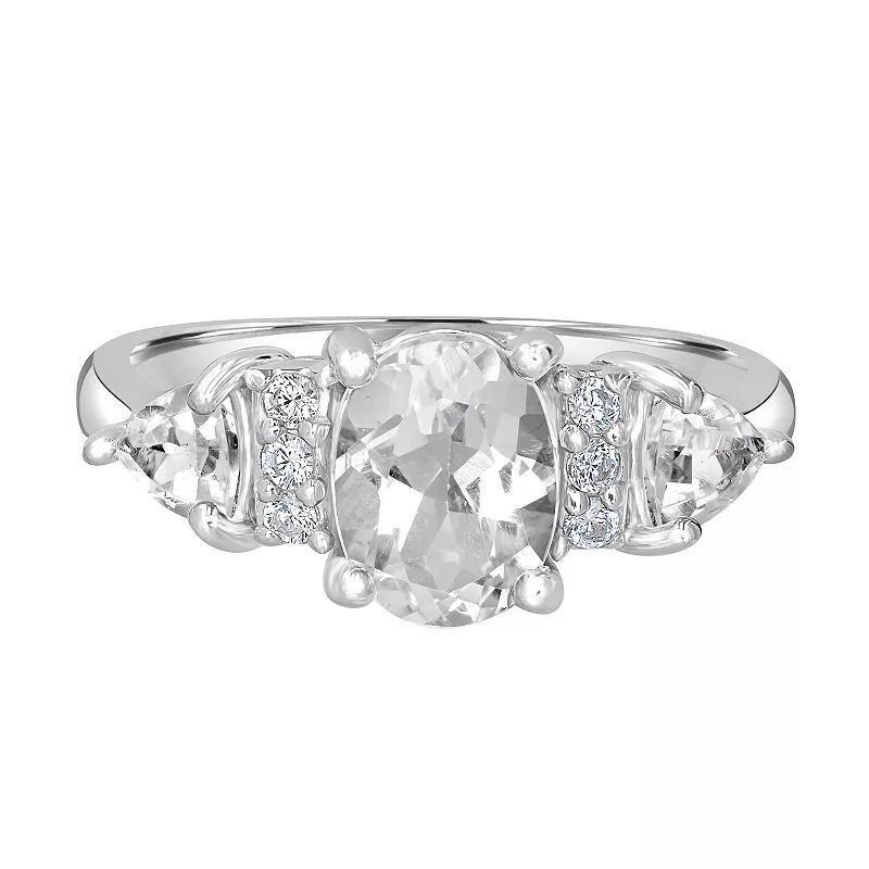 Gemistry Sterling Silver Stone & Cubic Zirconia 3 Stone Ring, Womens White Topaz Product Image